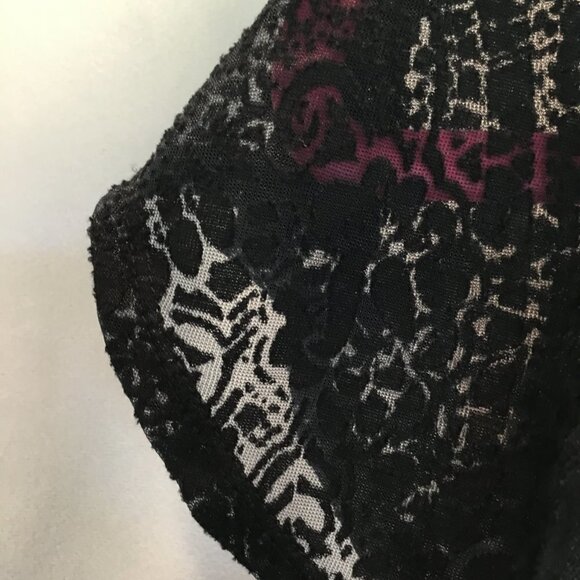 NWT Apt 9 Blouse Ruffle Flutter Sleeve Sheer Overlay Women's Size Medium Black - Picture 3 of 6